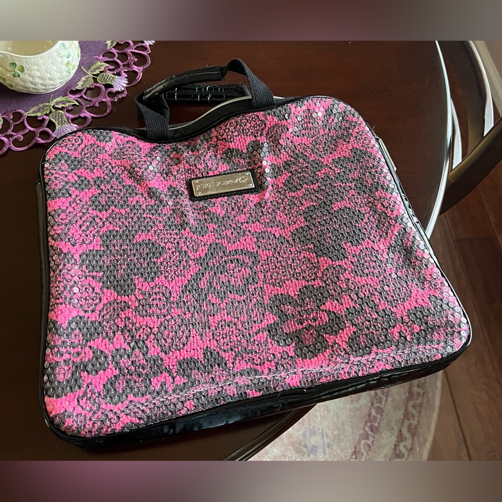 Betsey Johnson Sequined Laptop bag - Pink and Black FREE SHIPPING